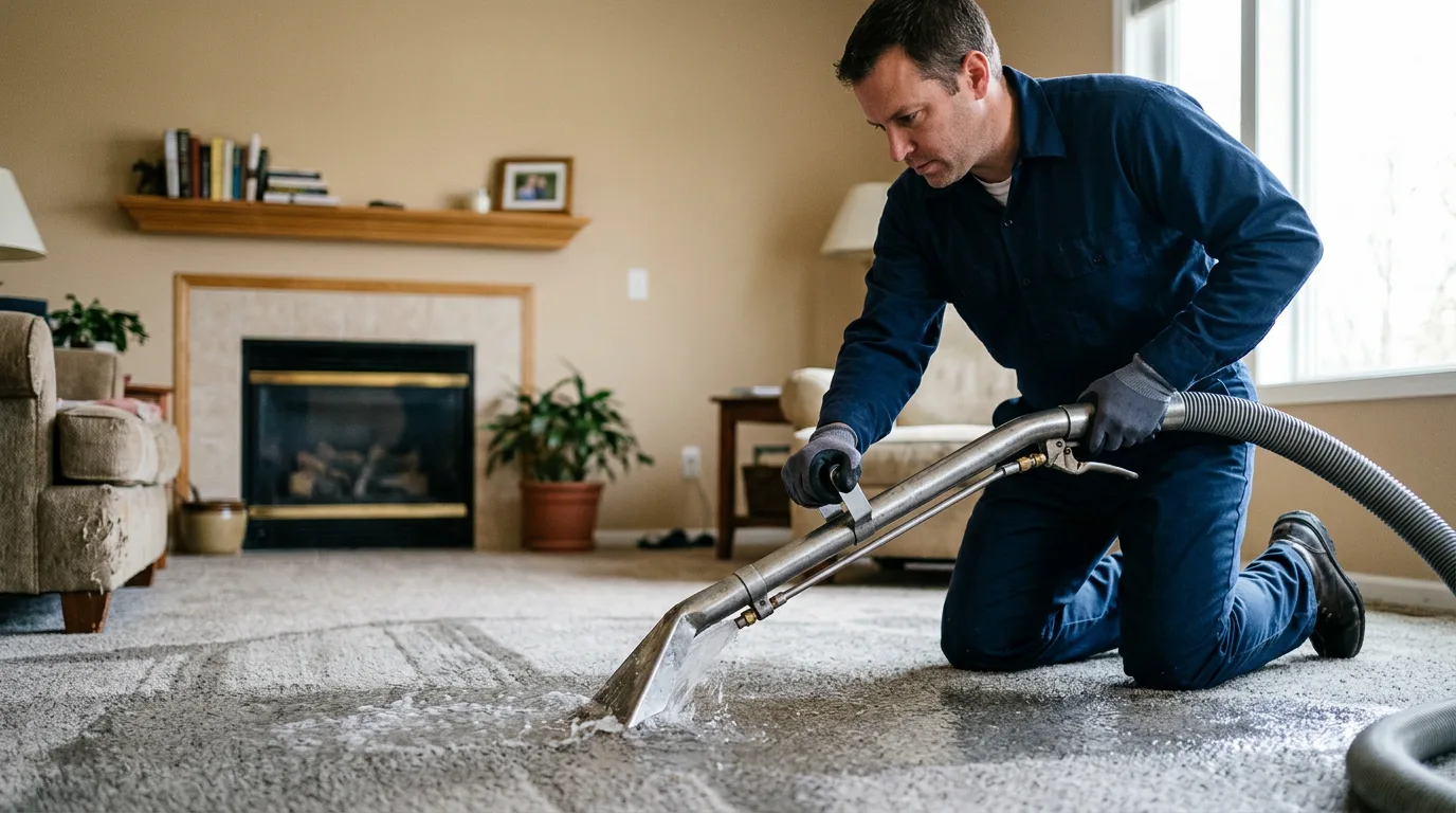 Water damage restoration technician working near Marshall, MN